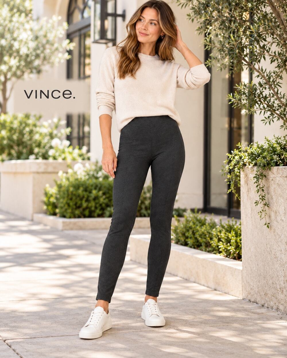 Vince Charcoal Gray Twill Stretch Leggings Size Small Pull-On Pants